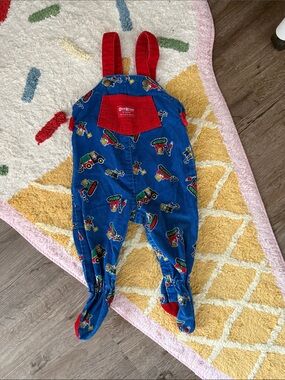 OshKosh B'gosh Blue Corduroy Overalls with Red Accents- Vintage!